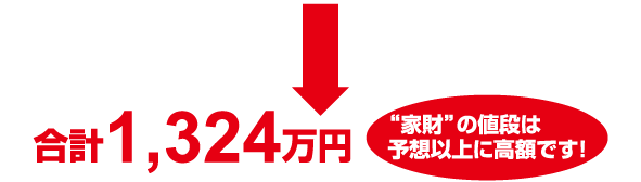 合計1,324万円“家財”の値段は予想以上に高額です！